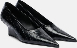 Toteme Croc-effect leather wedges
