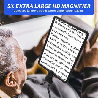 OEM Lupa De Lectura Iluminada Manos Libres Con Lente De 24x17 Cm, 50 Led Y Recargable Por Usb, Para Leer Y Coser
