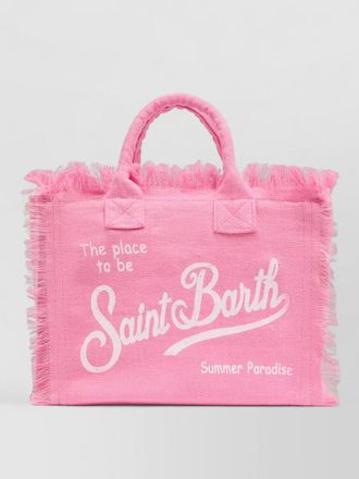 MC2 Saint Barth linen colette beach bag rectangular fringe handles