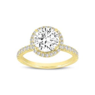 LuvMyJewelry Niri 14K Yellow Gold Round Lab Grown Halo Cathedral Diamond Ring - 2.45 Ct at Nordstrom, Size 6.5
