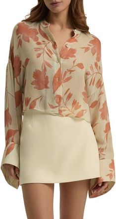 Favorite Daughter The Belle of the Ball Sheer Button-Up Shirt in Moonbeam Floral at Nordstrom, Size Large