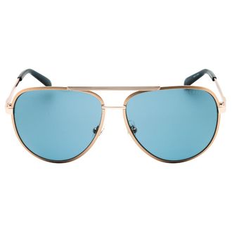 Guess Mens Blue Lens Gold Frame Sunglasses Metal - One Size