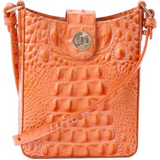 Brahmin Marley Croc Embossed Leather Crossbody Bag in Solar Orange at Nordstrom