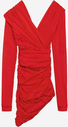 Balenciaga Red Asymmetric Mini Dress