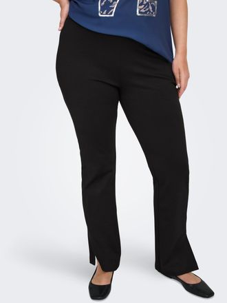 Only Carmakoma Highwaist Leggings ONLY CARMAKOMA CARMARCELLA HW SLIT FLARE LEGGING PNT, Damen, Gr. 42, L&auml;nge 32, schwarz, Jersey, Obermaterial: 68% Viskose, 27% Poly