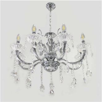 Trade Shop TrAdE Shop Traesio - Lampadario Soffitto 6 Bracci Sospensione Plafoniera Sfere Cristalli Pendenti A18 - Argento