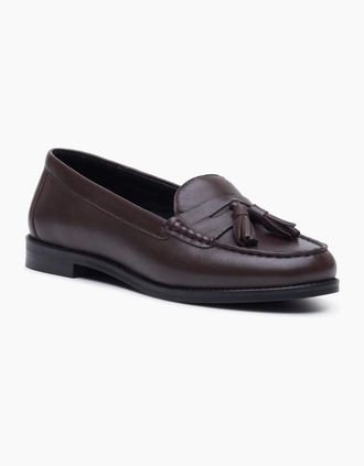 Hush Puppies Womens Hush Puppies Connie Leather Womens Chocolate Loafers - Brown - Size: 7