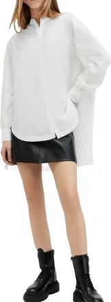 AllSaints Percy Pleated Relaxed Fit Shirt In White