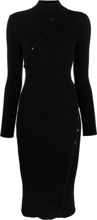 Courrèges ribbed knit dress - women - Polyester/Viscose - M - Black