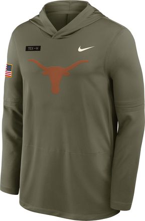 Nike Texas 2025 Military Appreciation Nike Mens Dri-FIT College Long-Sleeve Hooded Top in Green | 03B92DHTXE-GQY