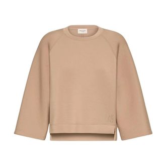 Max Mara Sweatshirt met ronde hals van katoenen jersey met wijde mouwen - Dames - Sweatshirts - Bruin - M - Katoen - Hoodies & sweatvesten
