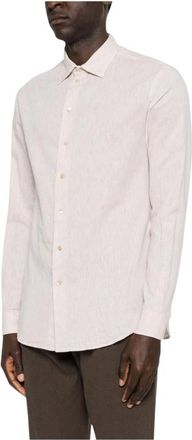 Emporio Armani Linnen Blend Button-Down Shirt - Heren - Casual Overhemden - Beige - S - Linnen - Overhemden