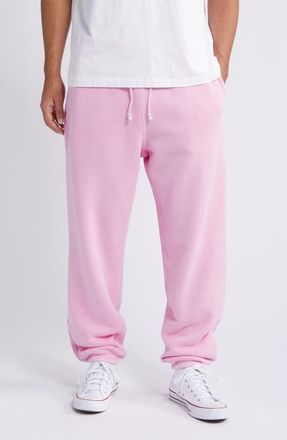 Elwood Core Organic Cotton Brushed Terry Sweatpants in Vintage Pink at Nordstrom, Size Large