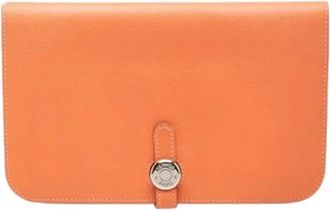 Herm&egrave;s Pre-owned Dogon Duo Portemonnee - Dames - Vintage Accessoires - Oranje - ONE Size - Leer - Vintage