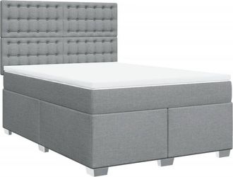 vidaXL Vidaxl - Cama Box Spring Con Colch&oacute;n Tela Gris Claro 140x200 Cm