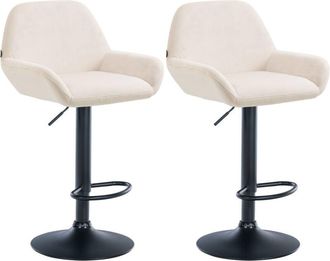 Clp Set De 2 Taburetes De Cocina Braga En Terciopelo Crema Metal Negro Mate