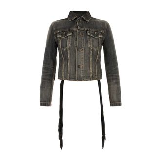 Balenciaga Lace-Up Jacket - female - Balenciaga - Denim Jackets - Black - XS - Jackets