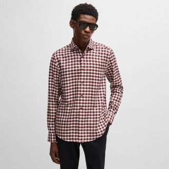 HUGO BOSS Mens C-Hal Casual-Fit Shirt in Red Fabric - Size 15 inch