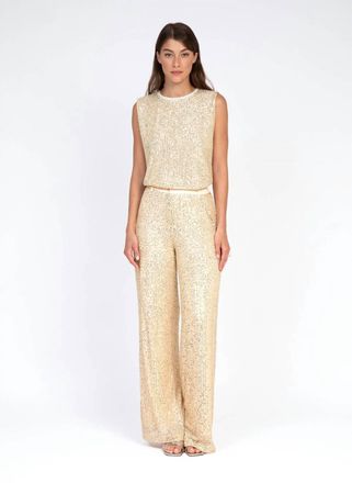 Ange Antona Sequin Pants In Ecru