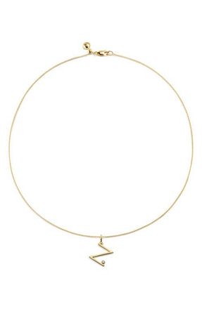 Monica Vinader Diamond Initial Pendant Necklace in 18K Gold Vermeil Z at Nordstrom