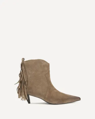 Pinko Suede leather Didi ankle Boots with fringes Female 38