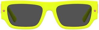 Chiara Ferragni Cf 7013/S Bold Rectangular Neon Yellow Sunglasses