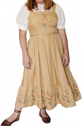 Merci Womens Fleurie Embroidered Midi Dress In Sand Stone