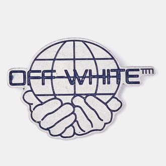 Off-white Silver Tone World Pin Brooch