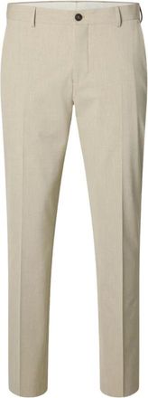 Selected Liam Slim Flex Broek - Heren - Nette broeken - Beige - 2XL - Leer - Broeken