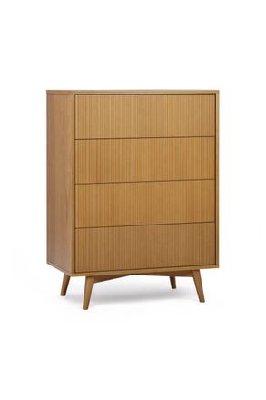 Teamson Home Tremolo Chest of Drawers 4 Drawer Bedroom Dresser in Natural