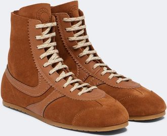 Dries Van Noten Leather-trimmed suede high-top sneakers
