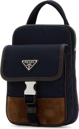 Prada Mens Two-Tone Nylon And Suede Phone Case Blucaffe Poliammidericiclata-Vitello Cover Blucaffe Accessory