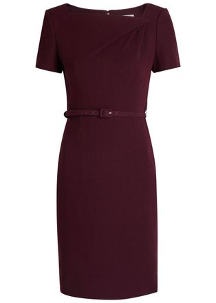 Roland Mouret Belted Wool-crepe Dress - Burgundy - 10 (UK14 / L)