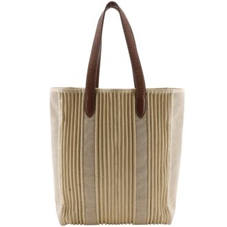 Herm&egrave;s Beige Canvas Tote Bag (Pre-Owned)