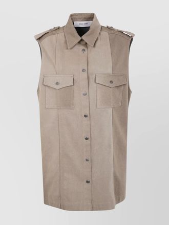 Golden Goose cotton denim sleeveless shirt dress