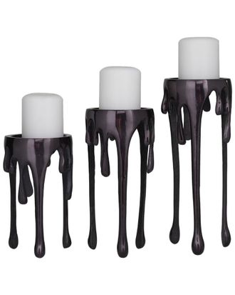 CosmoLiving by Cosmopolitan Cosmoliving By Cosmopolitan Set Of 3 Aluminum Pillar Candle Holder