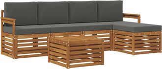 vidaXL Conjunto De Sof&aacute;s De Exterior 6 Uds. Natural Y Antracita Vidaxl