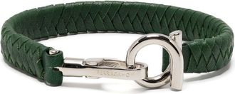 Ferragamo leather bracelet - men - Calf Leather/Brass - One Size - Green