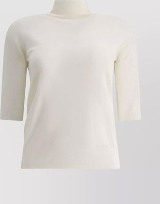 Max Mara ribbed hem mock neck 3/4 sleeves top
