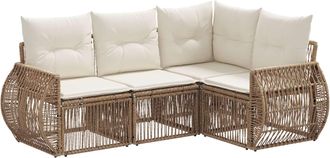 vidaXL Conjunto De Sof&aacute;s De Jard&iacute;n 4 Uds. Beige Y Blanco Crema Vidaxl