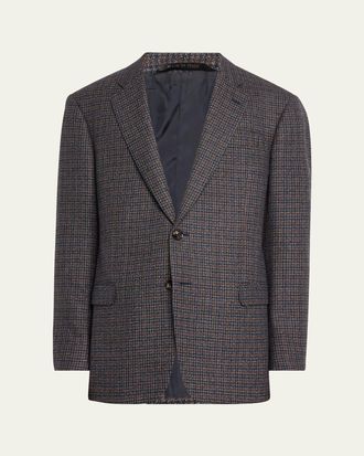 Giorgio Armani Mens Wool-Cashmere Plaid Sport Coat