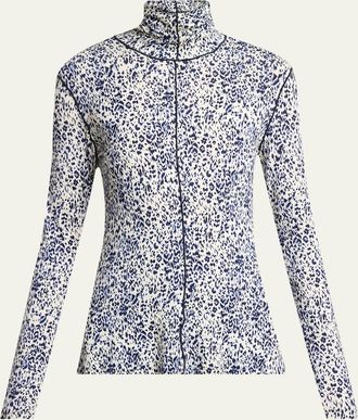 Proenza Schouler Audrey Printed Jersey Turtleneck