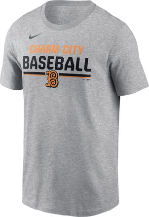 Nike Baltimore Orioles Stacked City Connect Nike Mens MLB T-Shirt in Grey | N19906GOLE-YNQ