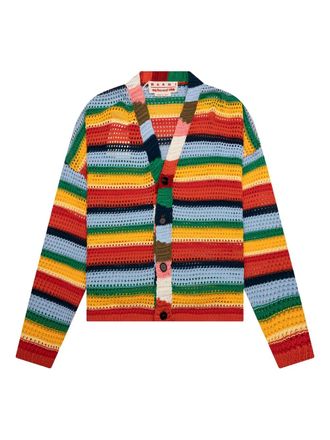 Marni x No Vacancy Inn striped crochet cardigan - men - Cotton - 50 - Red