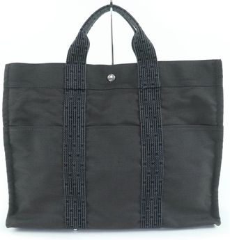 Herm&egrave;s Her Line Gray Polyamide Polyester Handbag Tote Bag (Pre-Owned)