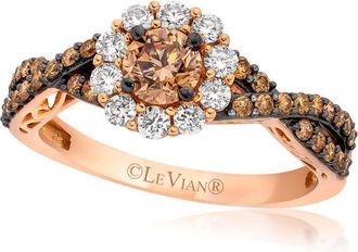 Le Vian Ladies Chocolate Solitaire Rings set in 14K Strawberry Gold