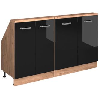 Vicco Set di mobili sottotetto Rion, Rovere nero/oro lucido, Set di 2, Vicco