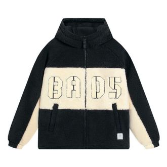 Li-Ning BadFive Logo Fleece Full Zip Jacket Black Beige AFDSA69-4