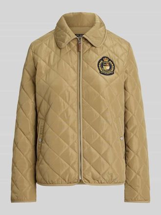Lauren Ralph Lauren Regular Fit Steppjacke mit Wappen-Stickerei in Sand, Gr&ouml;&szlig;e XL