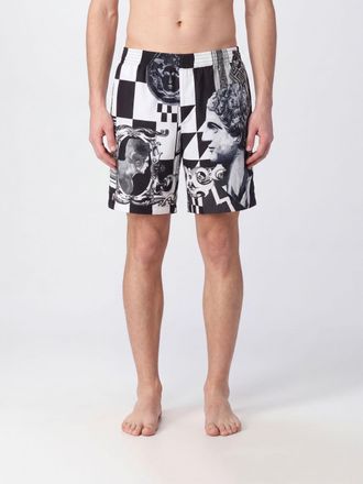 Versace Shorts sportivi in seta con stampa grafica e vita elasticizzata